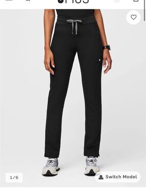 Figs Black Yola High-Rise Slim Scrub Pants Petite Medium